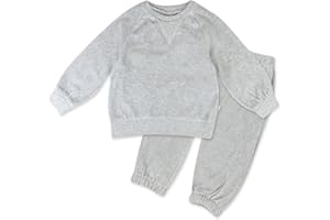 HonestBaby Baby 2-Piece Cozy Velour 100% Organic Cotton Sweatshirt and Jogger Sweatpants Set