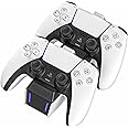 TalkWorks PS5 Controller Charger Station for PlayStation 5 - Fast Charging Dock Stand with Dual Detachable USB C Adapters