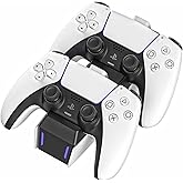 TalkWorks PS5 Controller Charger Station for PlayStation 5 - Fast Charging Dock Stand with Dual Detachable USB C Adapters