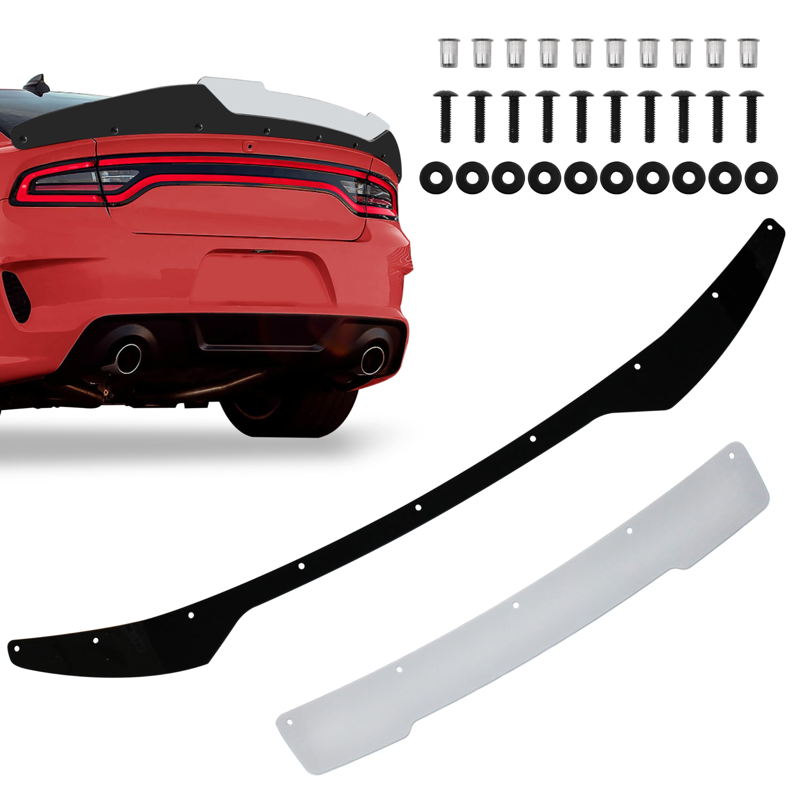 Photo 1 of **MISSING HARDWARE**Standard Edge Rear Wicker Bill Spoiler, Compatible with 2015-2021 Dodge Charger SRT/Hellcat (2 Piece)