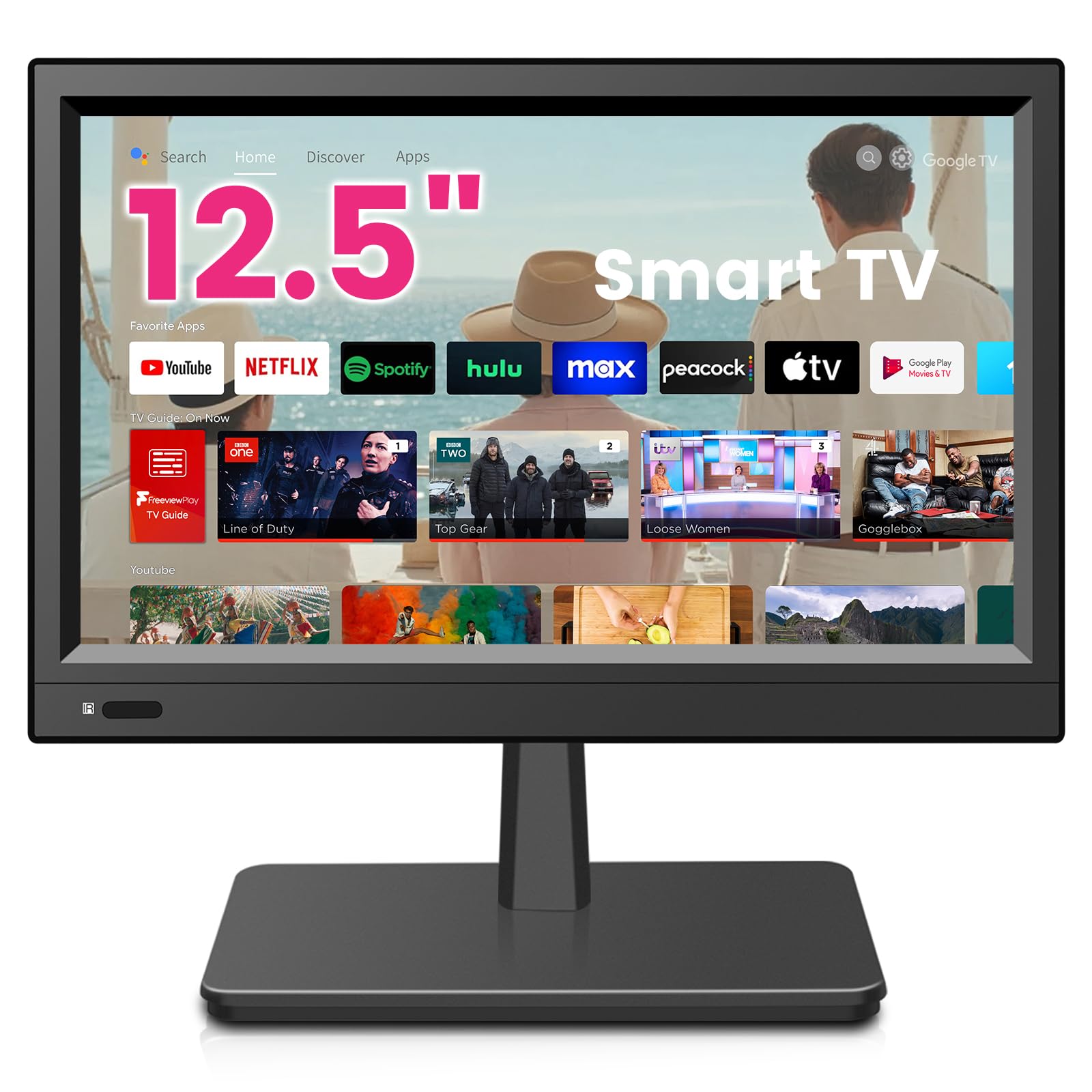 Photo 1 of 12.5 Inch Small Smart TV Full HD 1080P,Compact Flat Screen Smart TV with Built-in APP,Digital ATSC Tuner,USB/VGA/HDMI Inputs,12V Car Charger Small Smart tv for Kitchen,Bedroom,Camper (smart TV)