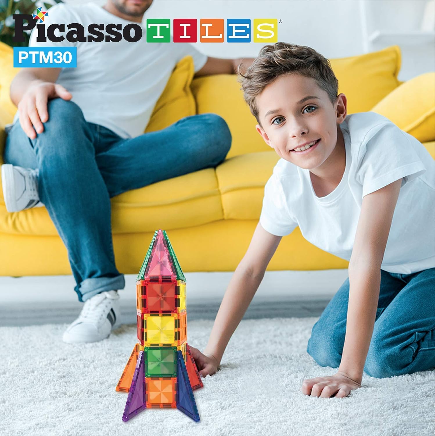 PicassoTiles 30 Piece Magnetic Building Blocks Mini Diamond Series Travel Size On-the-Go Magnet Construction Toy Set STEM Learning Kit Education Playset Child Brain Development - Image 5