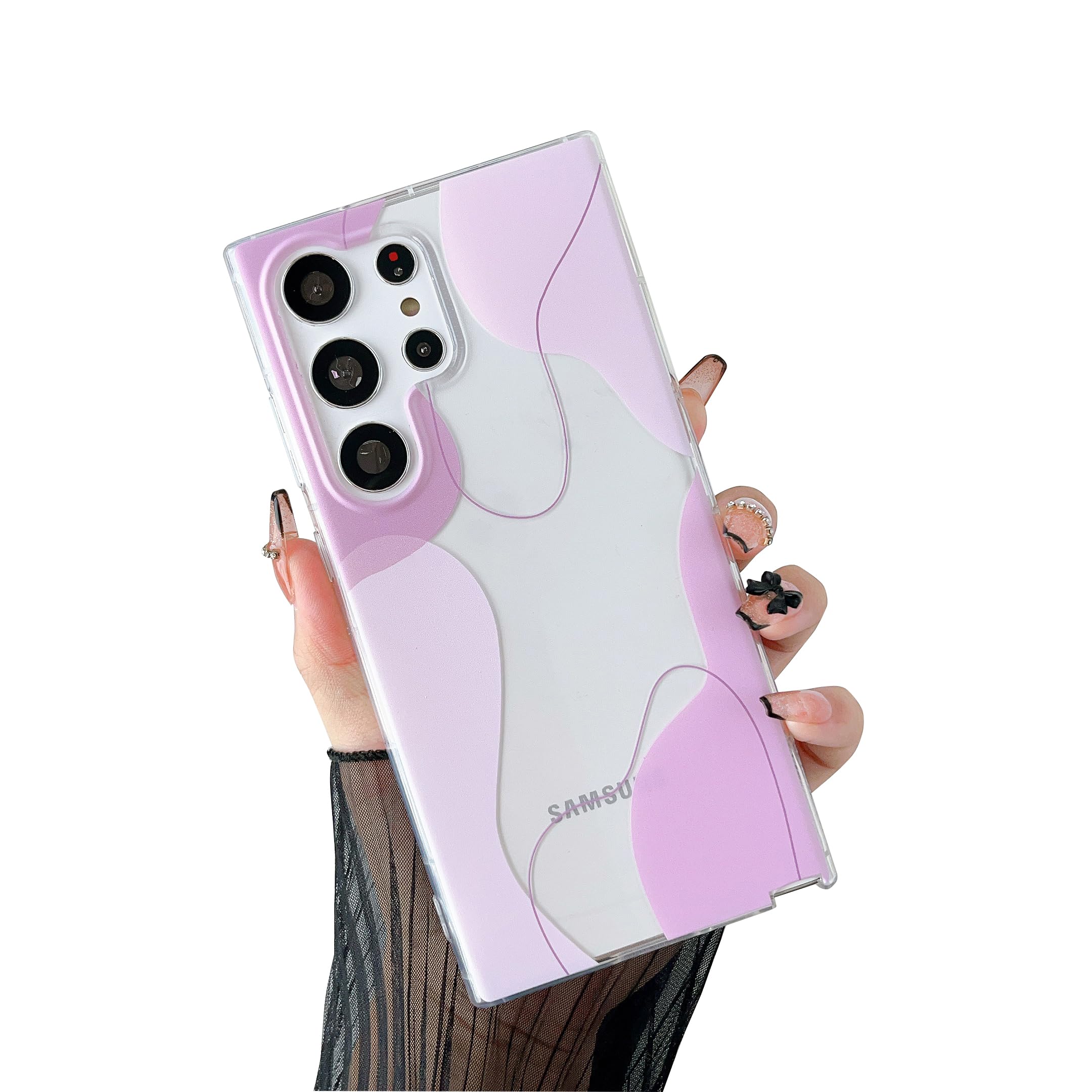 DEFBSC Compatible with Samsung Galaxy S25 Ultra Case, Soft Shaped Art Design with Built-in Bumper Protective Phone Case, Cute Slim TPU Cover Designed for Samsung Galaxy S25 Ultra Case,Pink