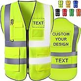 Custom Safety Vest High Visibility Reflective Personalized Vests with Logo Photo Pocket Zipper Customize Class 2 for Men Work