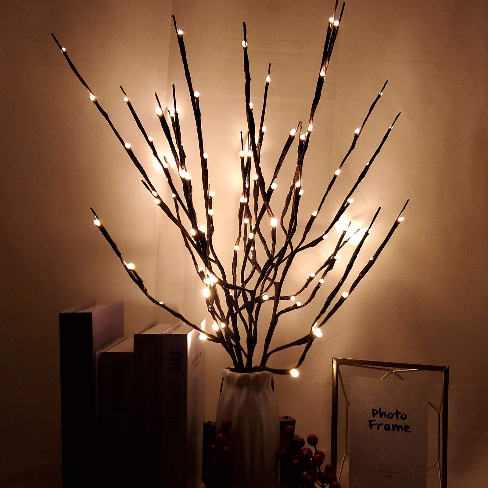 Photo 1 of 3 Pack Twig Lights 27.6" LED Lights Battery Powered Decorative Fairy Lights Lighted Branches for Festival Room Home Romantic Decoration (Brown twig Lights)