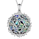 Cujiesp Star of David Necklaces 925 Sterling Silver Celtic Knot Necklace Star of David Pendant Celtic Jewelry for Women