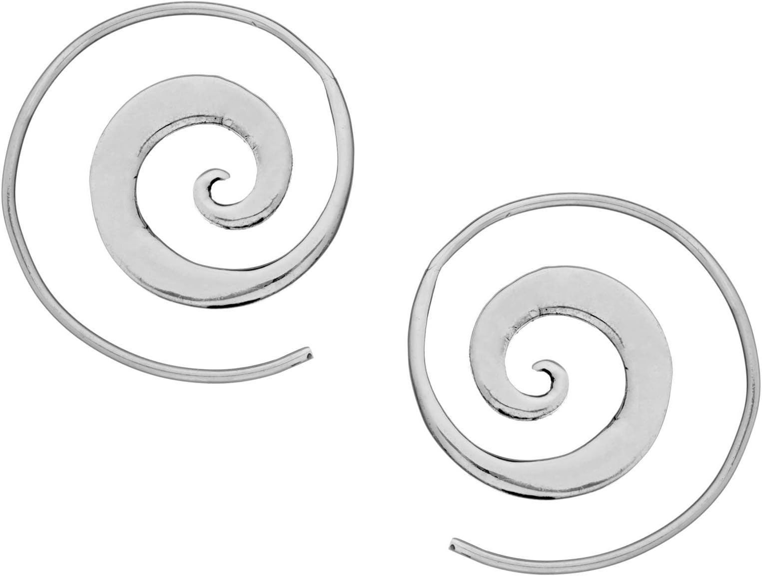 81stgenerationWomen's 925 Sterling Silver 25 mm Simple Spiral Swirl Threader Earrings