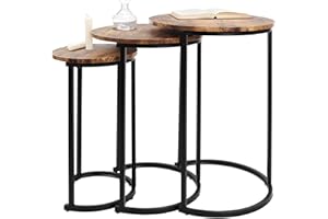 7Penn Round Nesting Tables Set of 3 - Wood Accent Nightstand Set Small Coffee Tables for Living Room or Bedroom