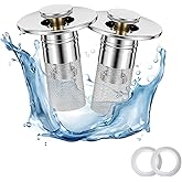 Pop Up Sink Drain Strainer, Bathroom Sink Drain Stopper with Removable Stainless Steel Drain Hair Catcher Basket, Universal Bathroom Sink Stopper Replacement, Drain Plug Filter (2PCS)
