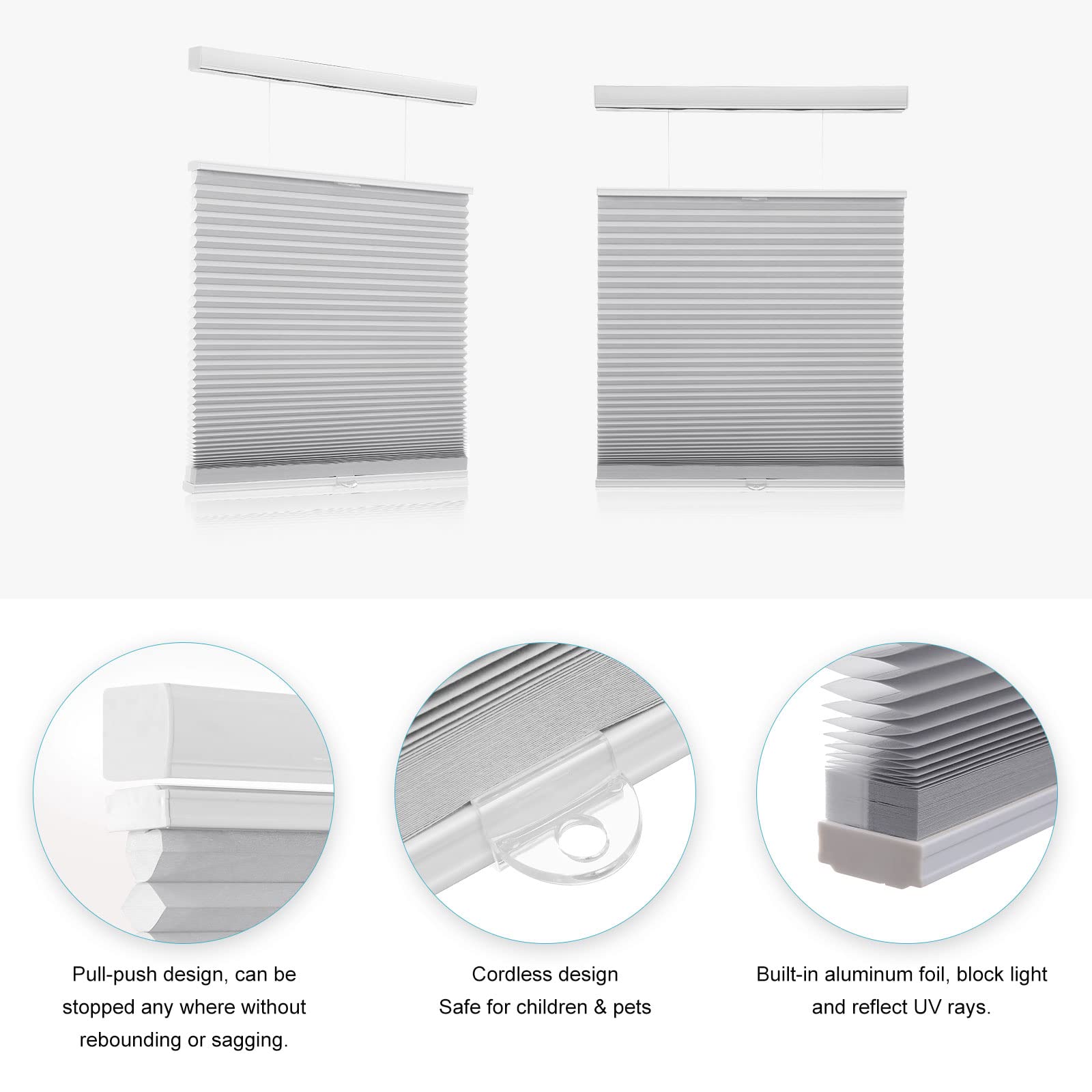 Condition photo showing New/Like New for myshade top down bottom up shades light filtering shade cordless blinds for indoor windows honeycomb