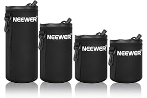 Neewer Lens Case 4-Pack, Lens Pouch Bag with Thick Protective Neoprene for DSLR Camera Lens Includes: Small, Medium, Large, X