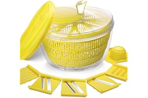 Stelive 2-in-1 Salad Spinner & Mandoline Slicer Lettuce Spinner Vegetable Washer Dryer with 5 Interchangeable Blades, 5L Larg
