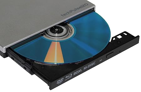 techPulse120 externer USB 3.0 Type C Blu-ray Brenner 3D BDXL MDisc Burner Superdrive tragbares Laufwerk BD DVD CD Slim für Co
