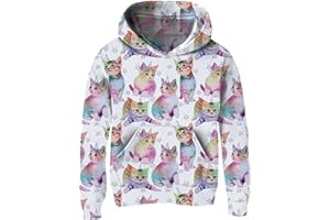 BFUSTYLE Girls 3D Print Pullover Hoodies With Pocket Kids Hooded Sweatshirt Size 4-14 Years