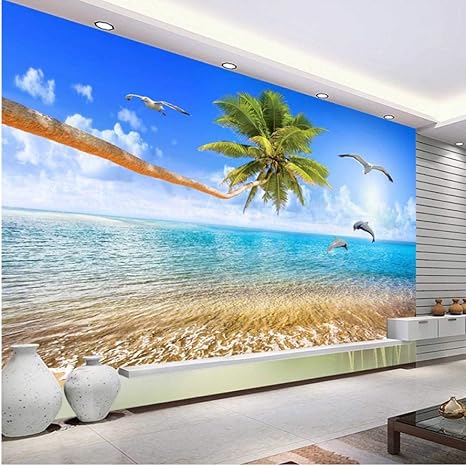 Amazon Co Jp 壁の壁画 3dカスタム3d壁壁画美しい海の景色ココナッツイルカ自然風景写真壁紙リビングルームテレビソファ背景壁装飾 450x300cm ホーム キッチン Amazon Co Jp 壁の壁画 3dカスタム3d壁壁画美しい海の景色ココナッツイルカ自然風景写真壁紙リビングルームテレビソファ背景壁装飾 450x300cm ホーム キッチン
