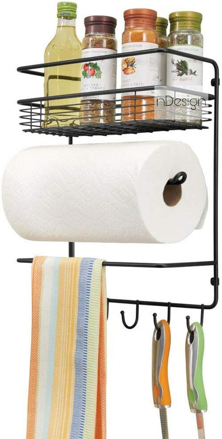 Buy nDesign Metal Wall Mount Paper Towel Holder with Storage Shelf and