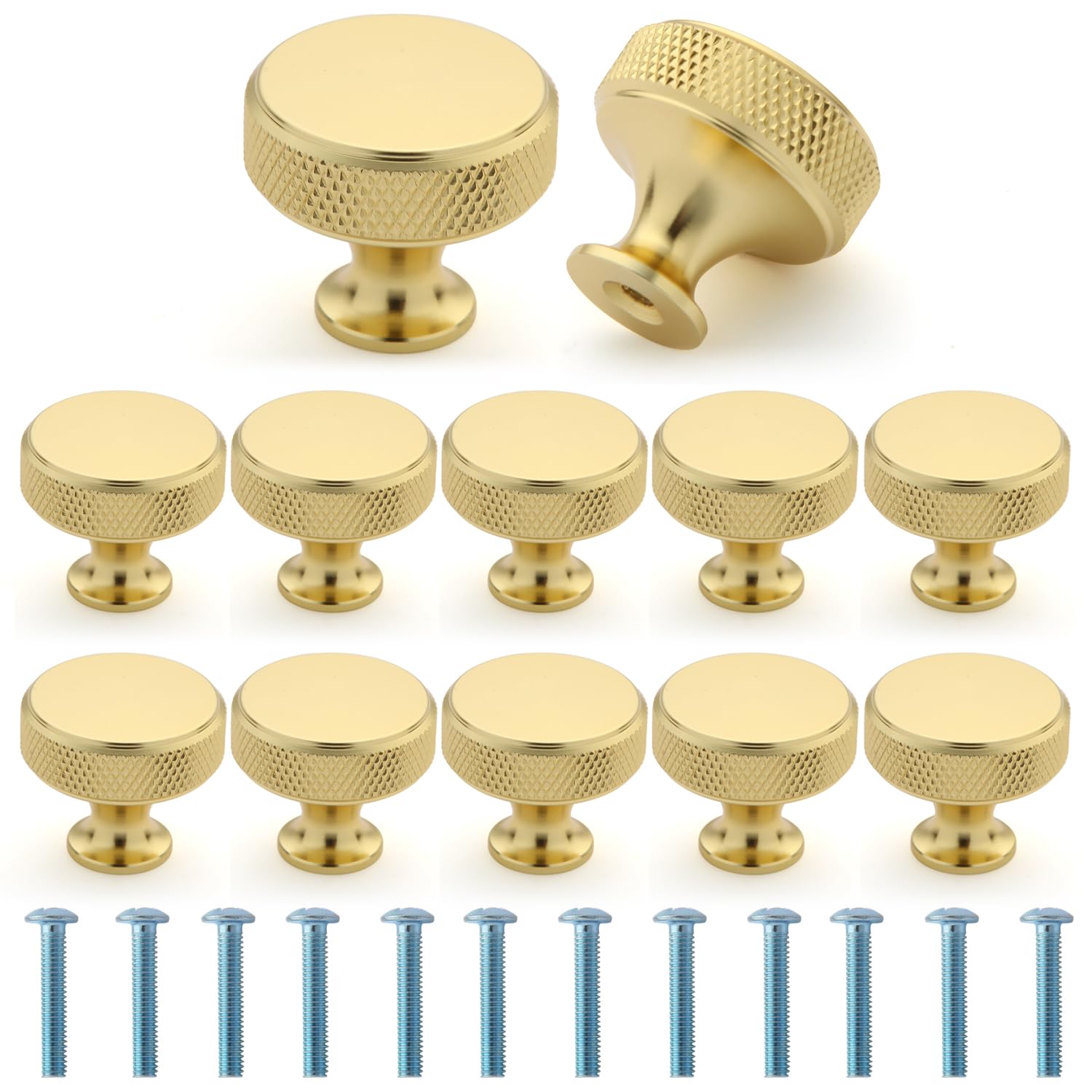 Gelewuld Round Cabinet Knobs, 12 Pcs Drawer Knobs, Kitchen Gold Cabinet Handles, Vintage Cabinet Pulls with Screws for Cupboard, Wardrobe