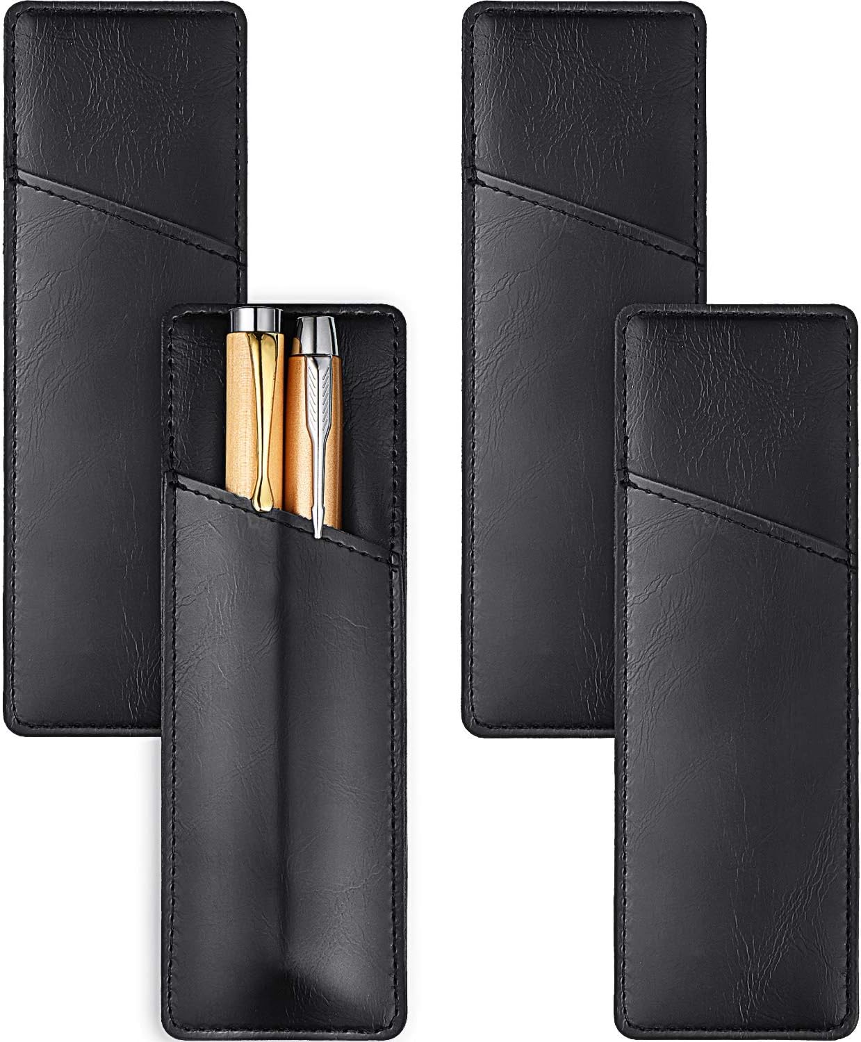 4 Pieces Fridge Pen Holder Synthetic Leather Detachable Pen Holder for Your Refrigerator or Any Metallic Surfaces, Hold 2 or 3 Pens