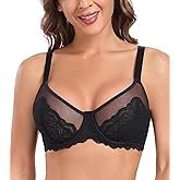 HACI Minimizer Lace Bra for Women Plus Size Full Coverage Unlined Underwire