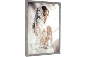 JDZIVTOP 16 x 24 Picture Poster Frame, Rustic Gray 24 x16inch Frame, Natural 16x24 Canvas Frame, Distressed Grey Large Gallery Family Concert Photo Frame, Anniversary/Birthday/Wedding/Thank you/Christmas Gift