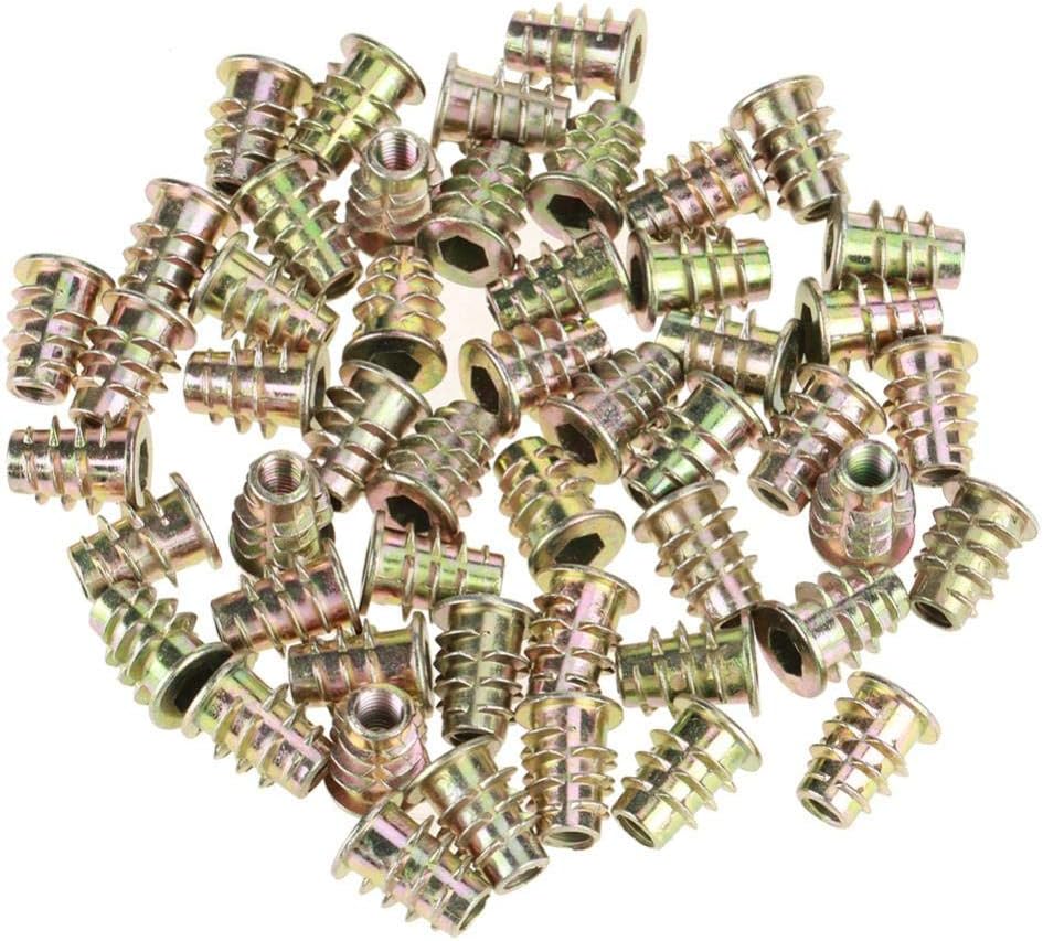 50Pcs Nuts M5*13 Type Threaded Hex Drive Head Zinc Alloy Wire Furniture Hex Socket Screw For Wood Insert Assortment Kit