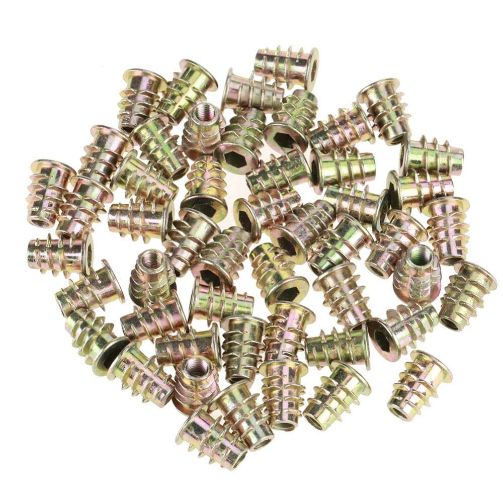 50Pcs Nuts M5*13 Type Threaded Hex Drive Head Zinc Alloy Wire Furniture Hex Socket Screw For Wood Insert Assortment Kit