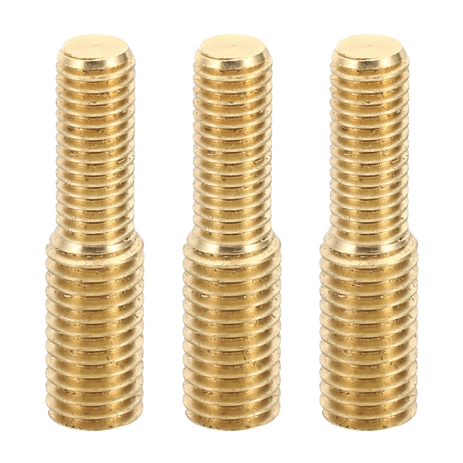 PATIKIL M8x20mm to M10x20mm Double End Threaded Stud Screw Bolt, 3 Pack Brass Rod Bolts Thread Reducer Adapter for Furniture Fastener, Hardware Connector