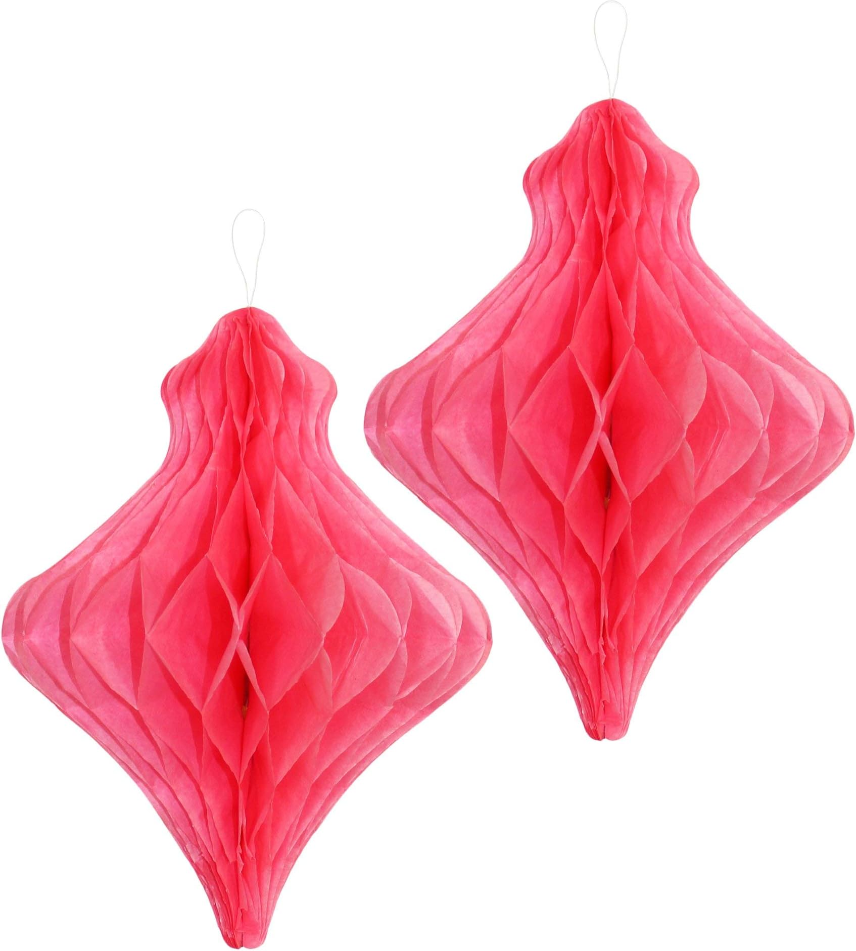 Eid Mubarak Ramadan Honeycomb Paper Lantern Hanging Decorations - Pink Ornate