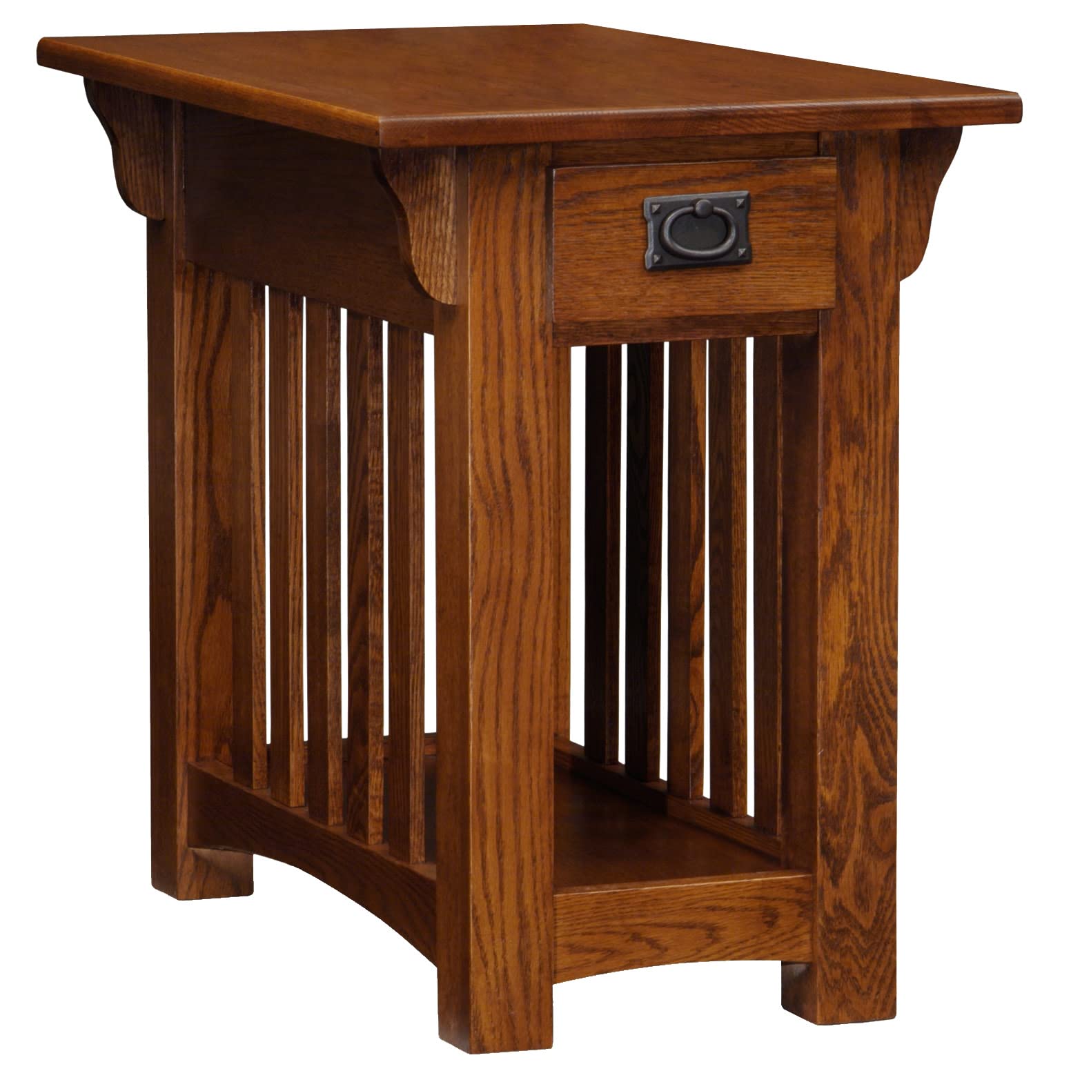 Leick Home Mission Impeccable End Table, Solid Wood Side Table with Drawer & Shelf, Slatted Sides, Blackened Hardware, Easy Assembly, Medium Oak Finish, 17 in L x 25 in W x 23 in H, 8206 Image Leick Home Mission Impeccable End Table, Solid Wood Side Table with Drawer & Shelf, Slatted Sides, Blackened Hardware, Easy Assembly, Medium Oak Finish, 17 in L x 25 in W x 23 in H, 8206 Image