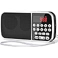 Digital AM FM Radio with Bluetooth 5.3,Small Transistor Radio with Best Reception,2000mAh Rechargeable Battery Operated Radio with 5W Speaker,TF Card USB MP3 Playback,3.5mm Earphone Jack,Flashlight