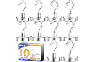 VSKIZ 150Lbs Heavy Duty Magnetic Hooks - 10 Pack for Cruise Cabins, Refrigerator, Toolbox Storage