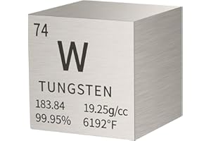 Kronabelle Metal Cube Tungsten Pure, 0.4 in (1 Cm) 99.95% Purity High Element Collection, Periodic Table Block Display, Atomi