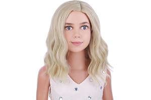 PATTNIUM Kids Child Wig Girls Light Blonde Wig Child Size Short Wavy Wig for Kids Cosplay Halloween Party Costume Heat Resistant Synthetic Wig for Girls (Light Blonde)