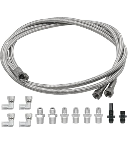 thumbnail image 2 of Mupera 70" Black Nylon Braided Transmission Cooler Lines Kit - For GM, Chevy, Ford 700R4, 4L60E, 4L80E 2 of 12