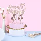 Amosking 50th Birthday Decorations Kit - Sash, Tiara, Balloons & Cake Topper view 7