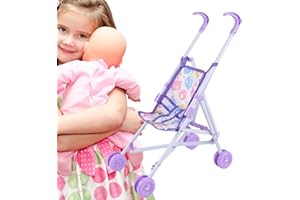 Baby Doll Stroller Toy - Realistic Stroller Toy Role Play - Pretend Doll Pram, Girls Boys Dress Up Game for Home Birthday Eas