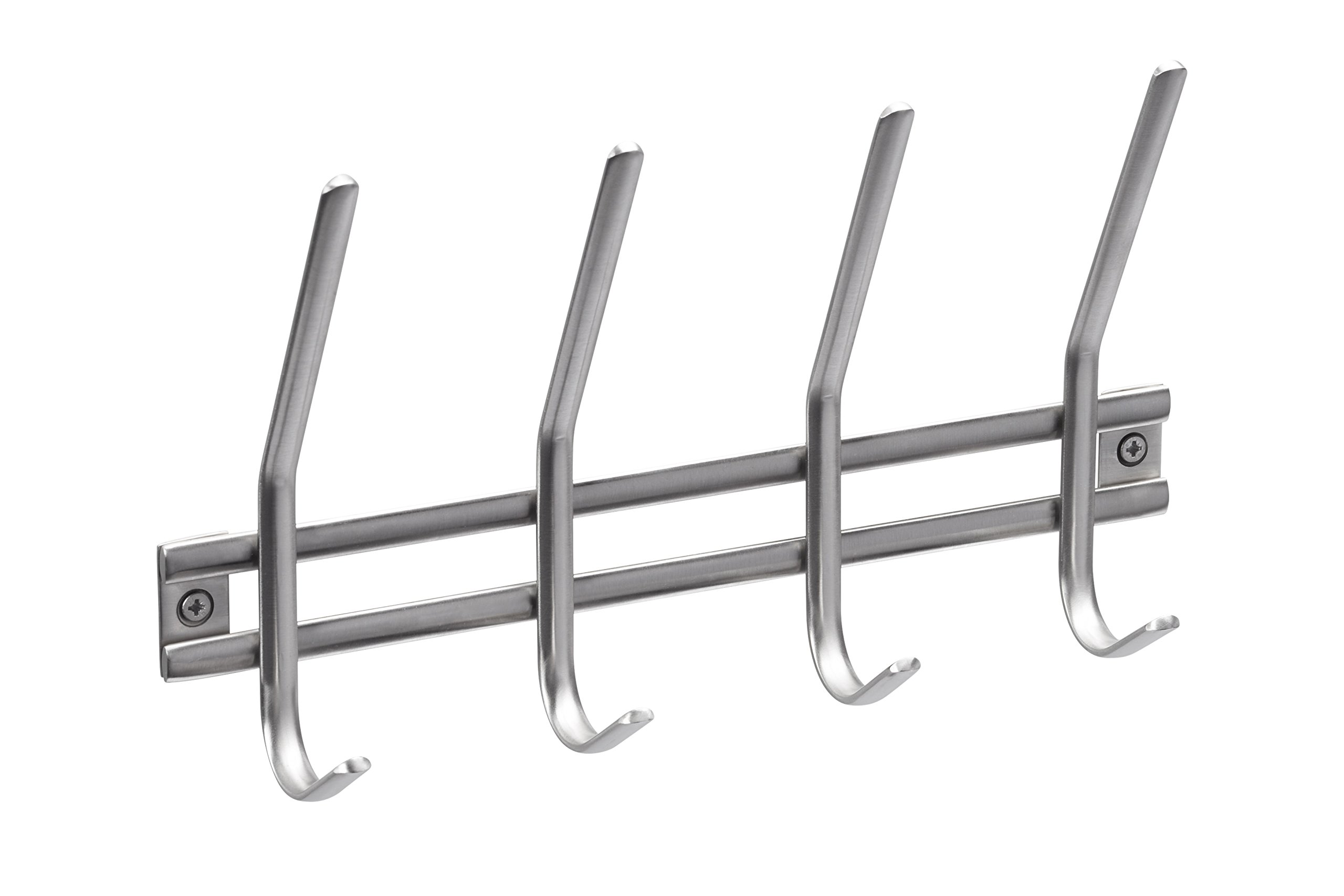 Metafranc 262899 Hook Rail 300 mm Stainless Steel Neutral Look 4 Hooks Wall Mounted Ideal for Hallway or Bedroom/Coat Rack/Wall Coat Rack/Hat Hook/Coat Hook/Coat Hook / 262899