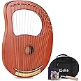LIEKE Lyre Harp 16 Strings with Bag Tuning Wrench,Metal Strings,Mahogany Body and Copper Saddle,Professional Lyre Harp instrument Gift for Beginner Musician