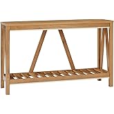 HOMCOM 52" Console Table, Farmhouse Narrow Entryway Table with Storage Shelf, Rustic Sofa Table with Anti-Tipper for Living R
