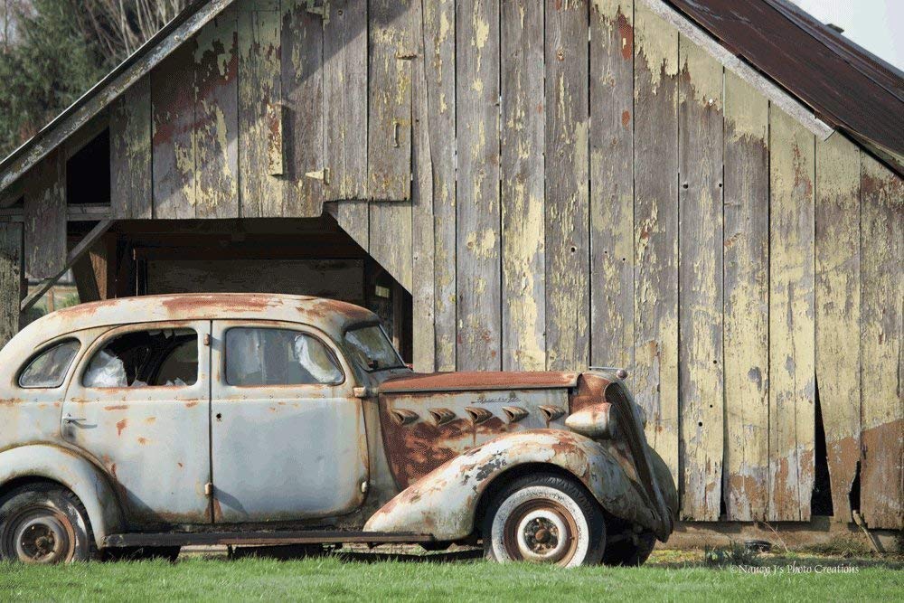 Amazon Com Antique Car With Old Barn Rustic Wall Art Nostalgic