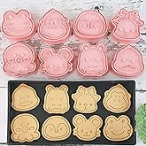 8 Mini Animal Cookie Cutters Set, 3D Raised Design Animal Embossing Stamps, Duck, Hippo, Deer, Gorilla, Octopus, Penguin, Mouse, Frog, Baking Molds (Forest-1)
