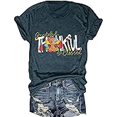 Fall Shirts for Women Halloween Pumpkin Graphic Tees Thanksgiving Family Turkey Tops Cute Autumn Thanksgiving T-Shirt