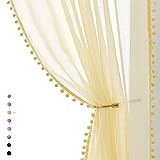 Yellow Sheer Curtains for Living Room 95" Linen