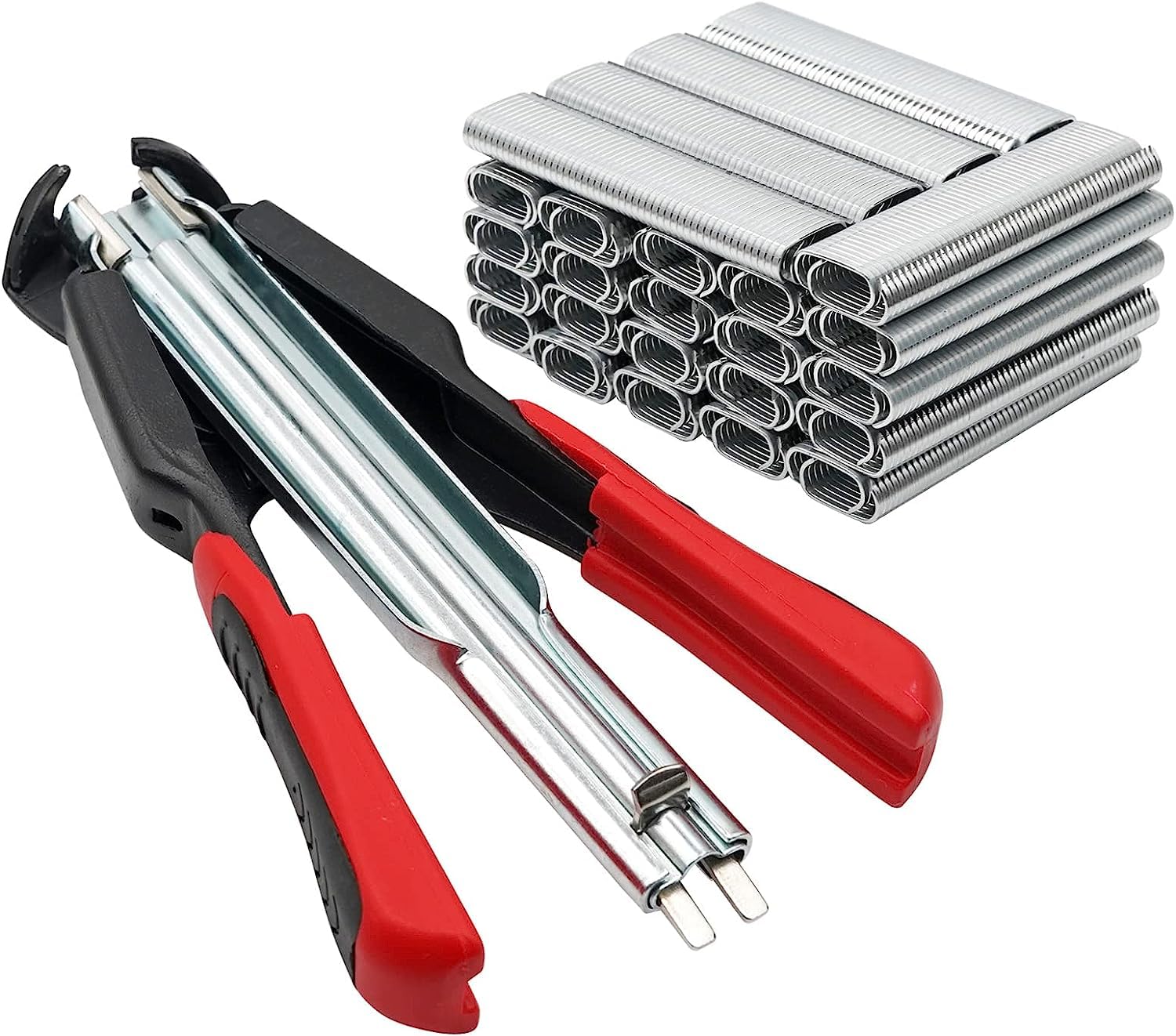 MOGOULUA Hog Ring Pliers Set with 2500 Pieces C Type Clip Automatic Fence Pliers for Mattresses Car Cushions Sofas Fences Pet Cages Installation Equipment Tool