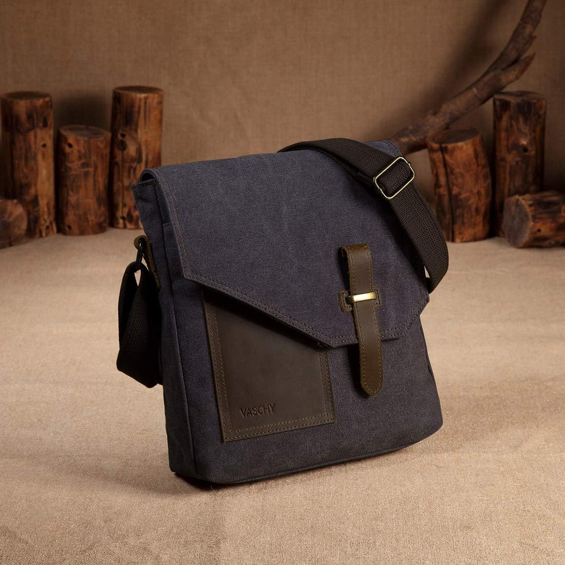 Vintage Petite Sac Bandoulière Toile en Cuir Véritable ...
