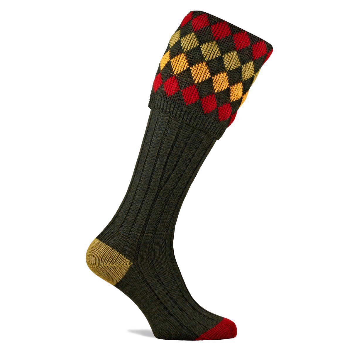 Kendal Luxe Wide Fit Calf Luxury Extra Fine Merino Wool Shooting Socks Diamond Turnover Long