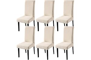YISUN Dining Chair Covers, Stretch Removable Washable Dining Chair Protector Parsons Chair Slipcover for Hotel, Dining Room, Ceremony, Banquet Wedding Party (6 Pack, Beige)