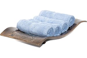 Mosobam Luxury Turkish Towels Set of 4 Washcloths 13X13 Allure Blue 700 GSM Bamboo Viscose & Aegean Turkish Combed Cotton