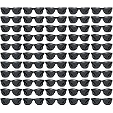 QYVEWY 50 Pairs Bulk Black Sunglasses for Men Women Retro 70s 90s Adult Cheap Glasses (50Black)