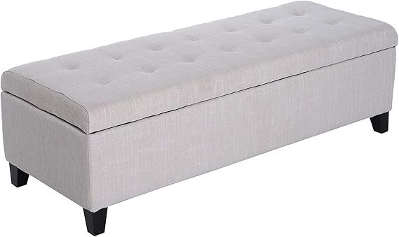 Taburete otomano para salón y dormitorio (120 cm, tejido Tufted Storage